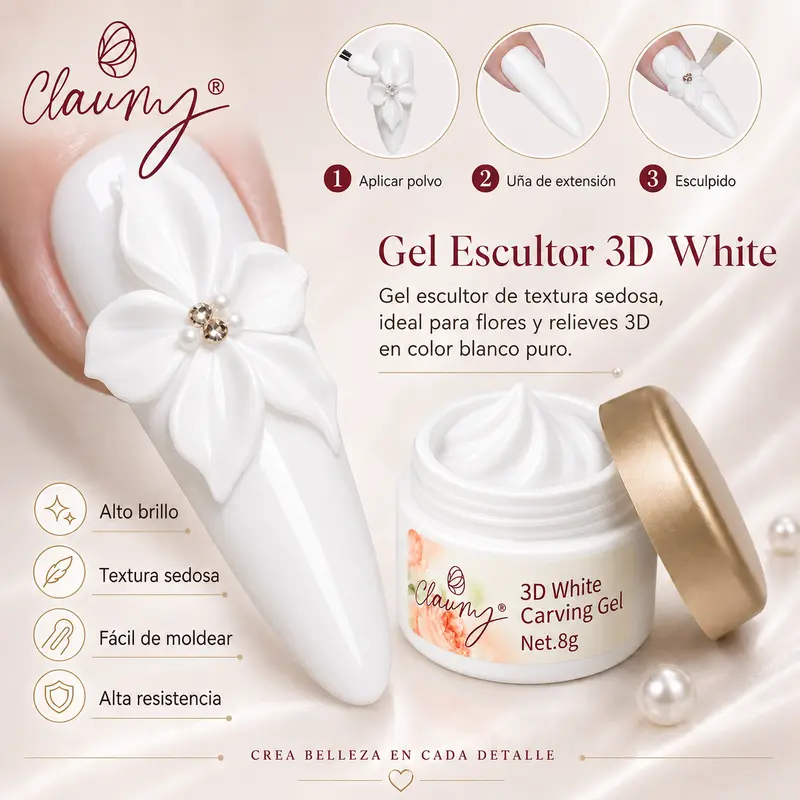 3D Carving Gel Claumy® — White Style | Gel de Escultura Blanco Profesional