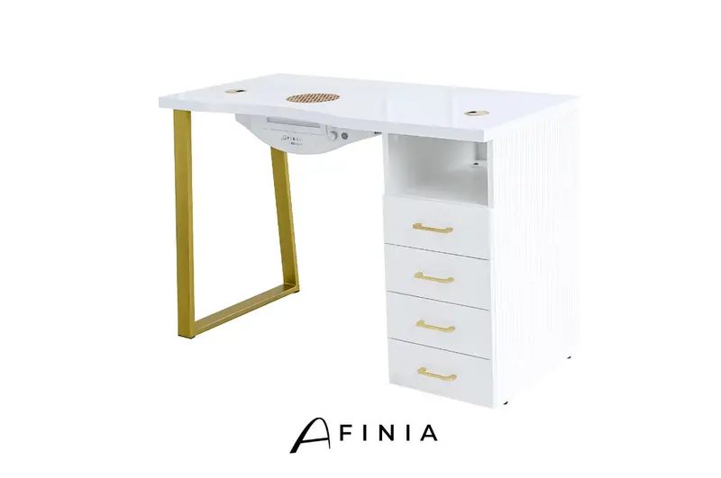 Afinia Prime Gold Manicure Table with Built-in Dust Collector NDC 2000