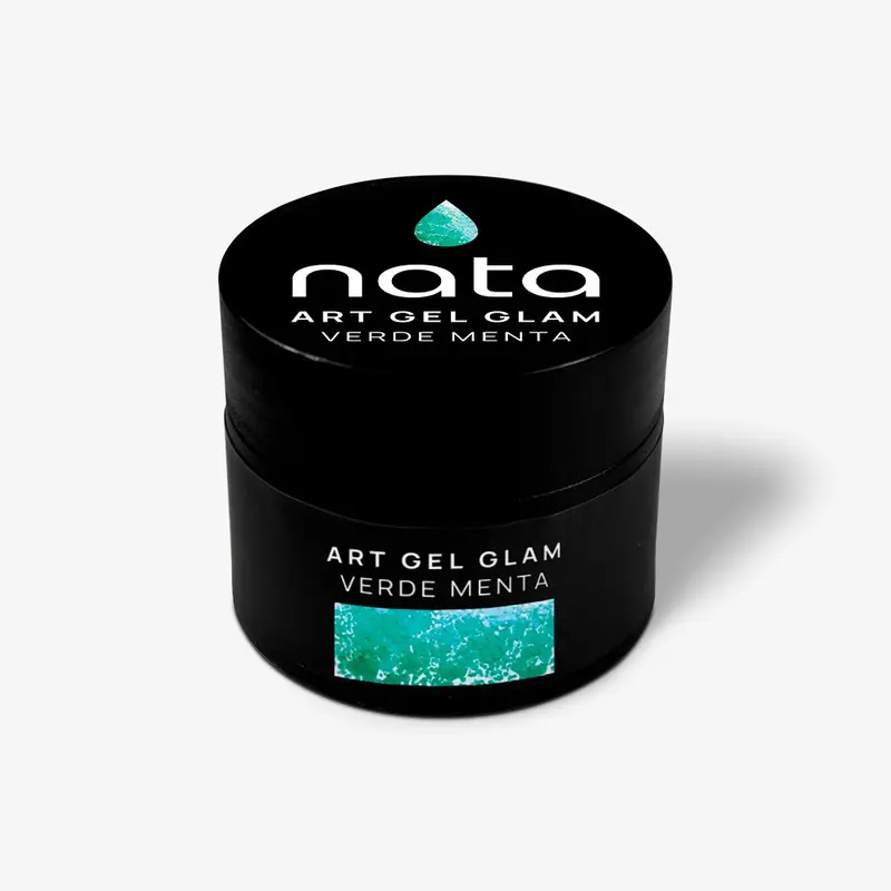 Art Gel Glam NATA Verde Menta – Gel con glitter para diseños de uñas