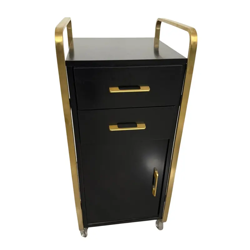 Carrito de Almacenamiento de Lujo Negro y Dorado para Salón/Spa 86×39×36 cm