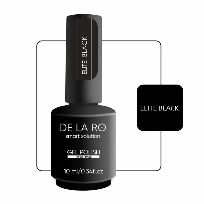 DE LA RO Classic Elite Black Esmalte Semipermanente 10 ml — Negro Ultra Opaco