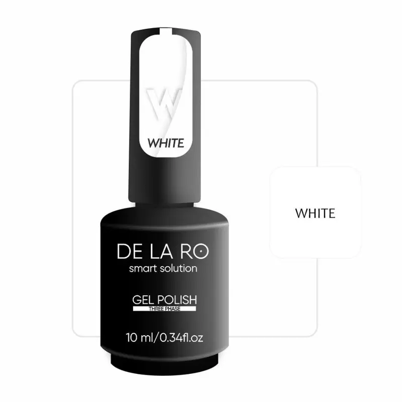 DE LA RO Classic White Esmalte Semipermanente 10 ml — Blanco Puro Cobertura Total