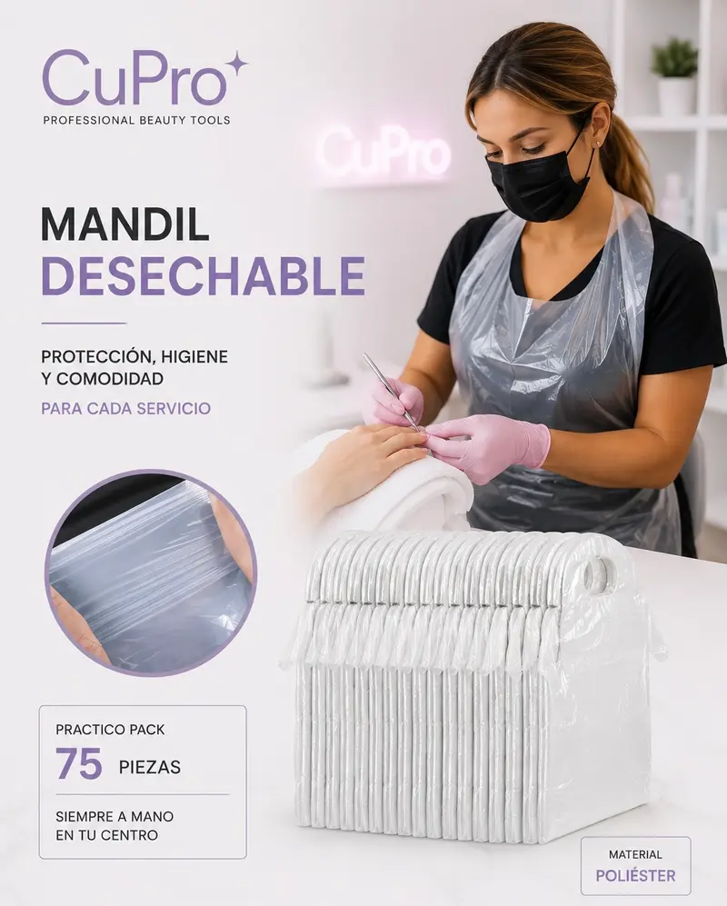 Delantal Desechable de Poliéster Transparente — 75 unidades