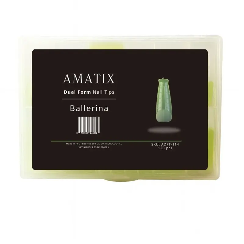 Dual Form Nail Tips Ballerina 120uni 12 tamaños - AMATIX