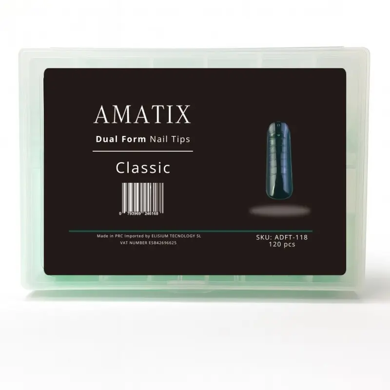 Dual Form Nail Tips Classic 120uni 12 tamaños - AMATIX