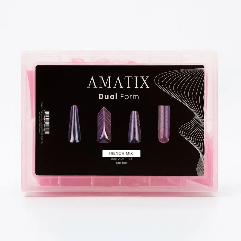 Dual Form Nail Tips French Box 180uni 4 formas - AMATIX