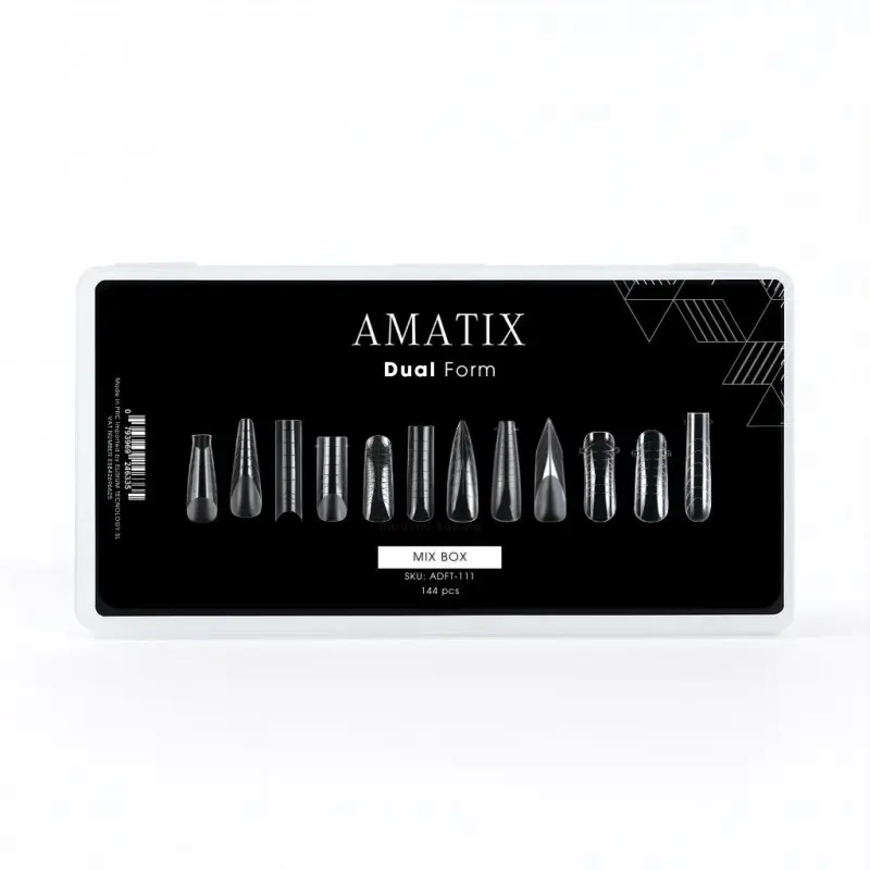 Dual Form Nail Tips Mix Box 144uni 12 tamaños - AMATIX