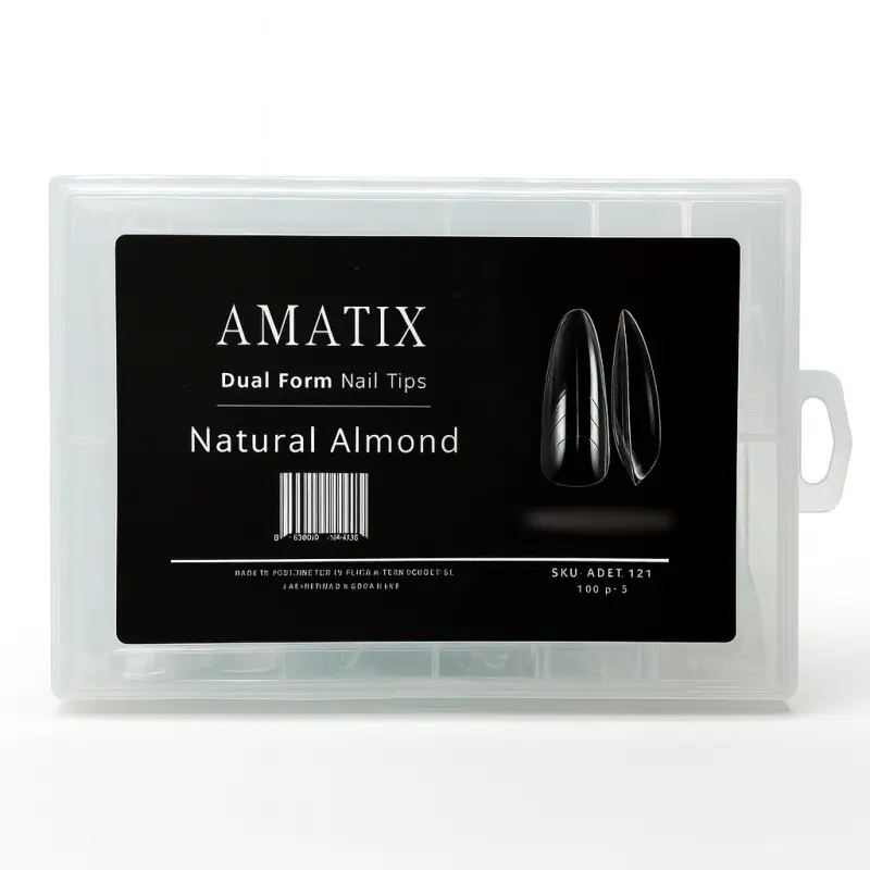 Dual Form Nail Tips Natural Almond 140uni 14 tamaños - AMATIX