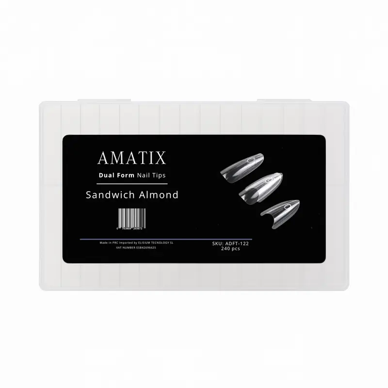Dual Form Nail Tips Sandwich Almond 240 pcs - AMATIX