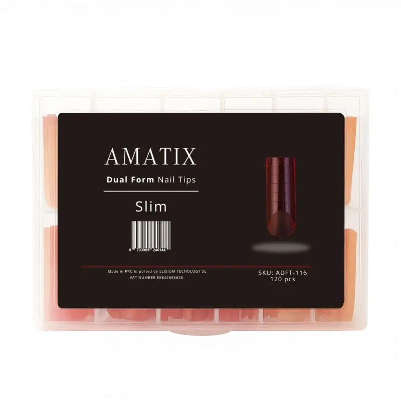Dual Form Nail Tips Slim 120uni 12 tamaños - AMATIX
