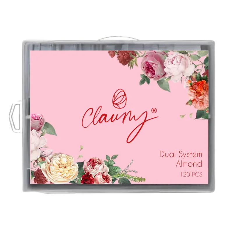 Dual o Moldes de Uñas Profesionales en Forma de ALMENDRA - Claumy Dual System, 120 Piezas Reutilizables