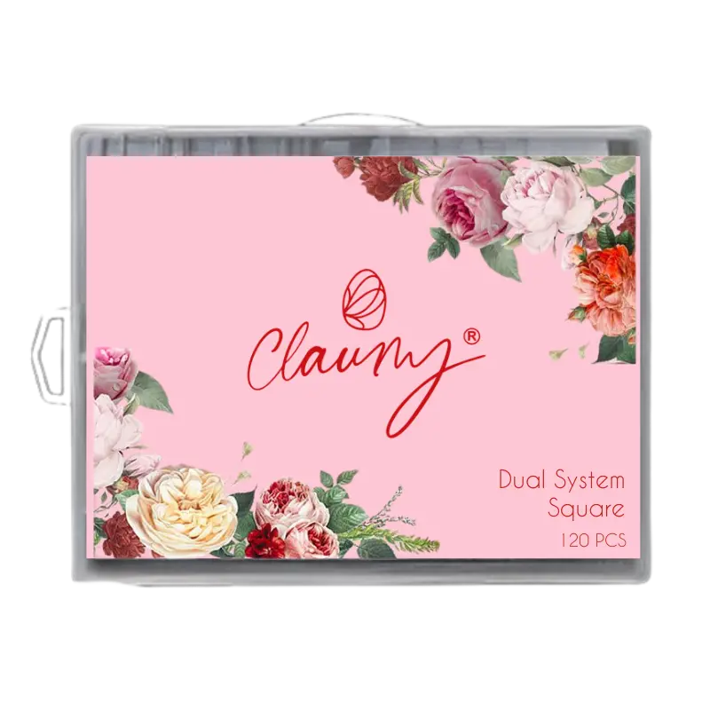 Dual o Moldes de Uñas Profesionales en Forma de CUADRADA - Claumy Dual System, 120 Piezas Reutilizables