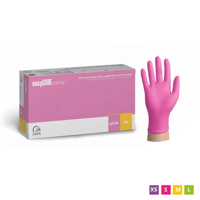 easyCARE Disposable Nitrile Gloves, Powder-Free, Pink, 100 pcs.