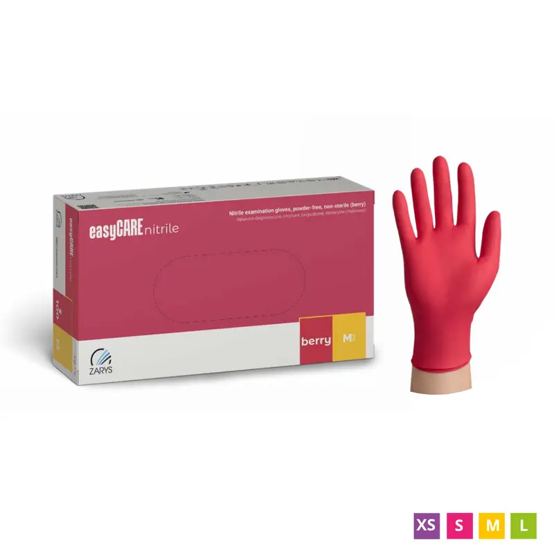 easyCARE Disposable Nitrile Gloves, Powder-Free, Purple-Red, 100 pcs.