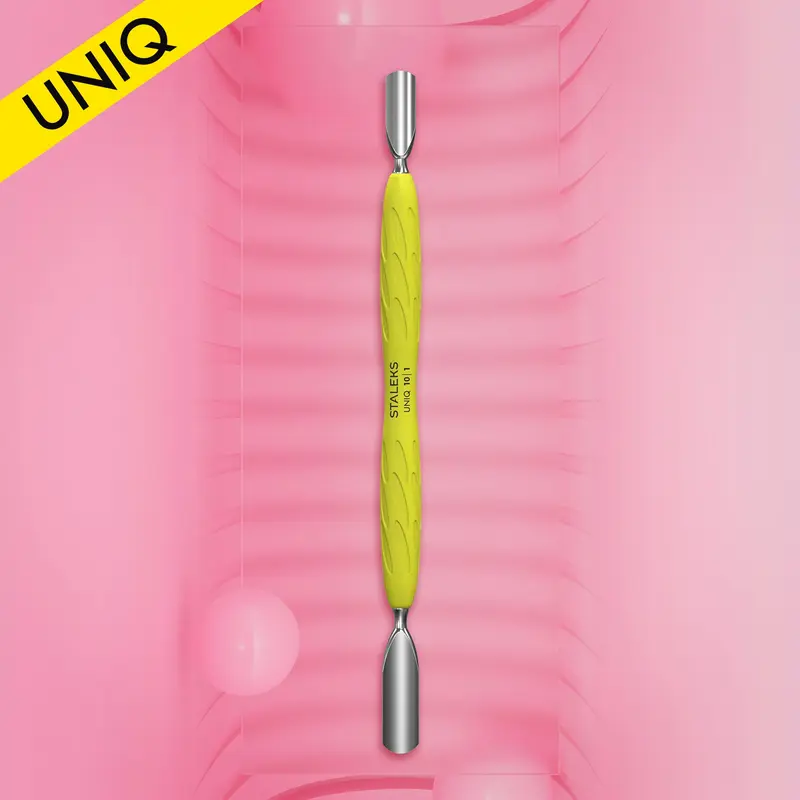 Empujador de Manicura Gummy UNIQ 10 TYPE 1 Mango de Silicona Amarillo STALEKS