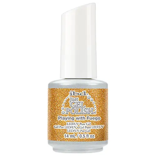Esmalte de Gel IBD Just Gel Playing With Fuego con Purpurina Dorada