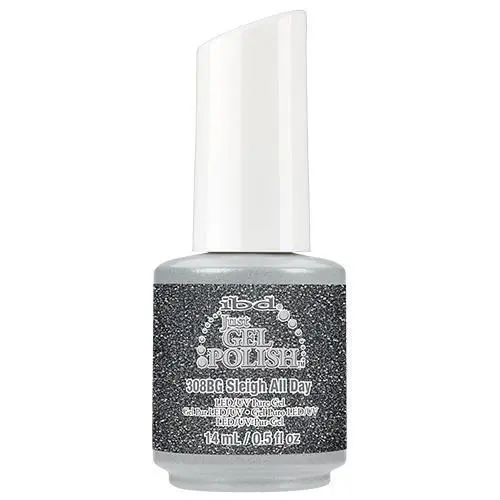 Esmalte de Gel IBD Just Gel Sleigh All Day con Purpurina Plateada