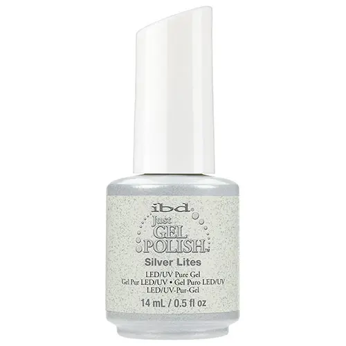 Esmalte de uñas en Gel IBD Just Gel Silver Lites con Purpurina Plateada