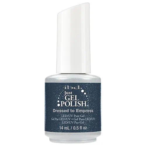 Esmalte de uñas Semipermanente IBD Just Gel Dressed To Empress con Purpurina Gris