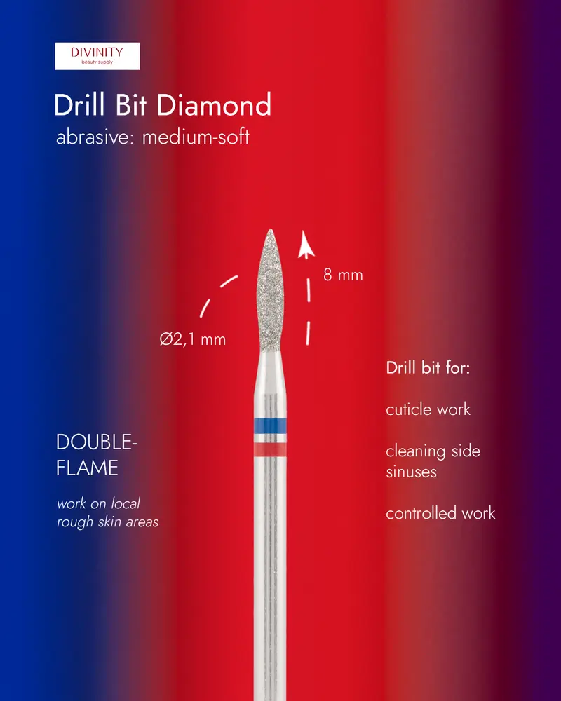 Fresa Diamante Doble Llama Azul-Rojo 2,1 mm — DIVINITY