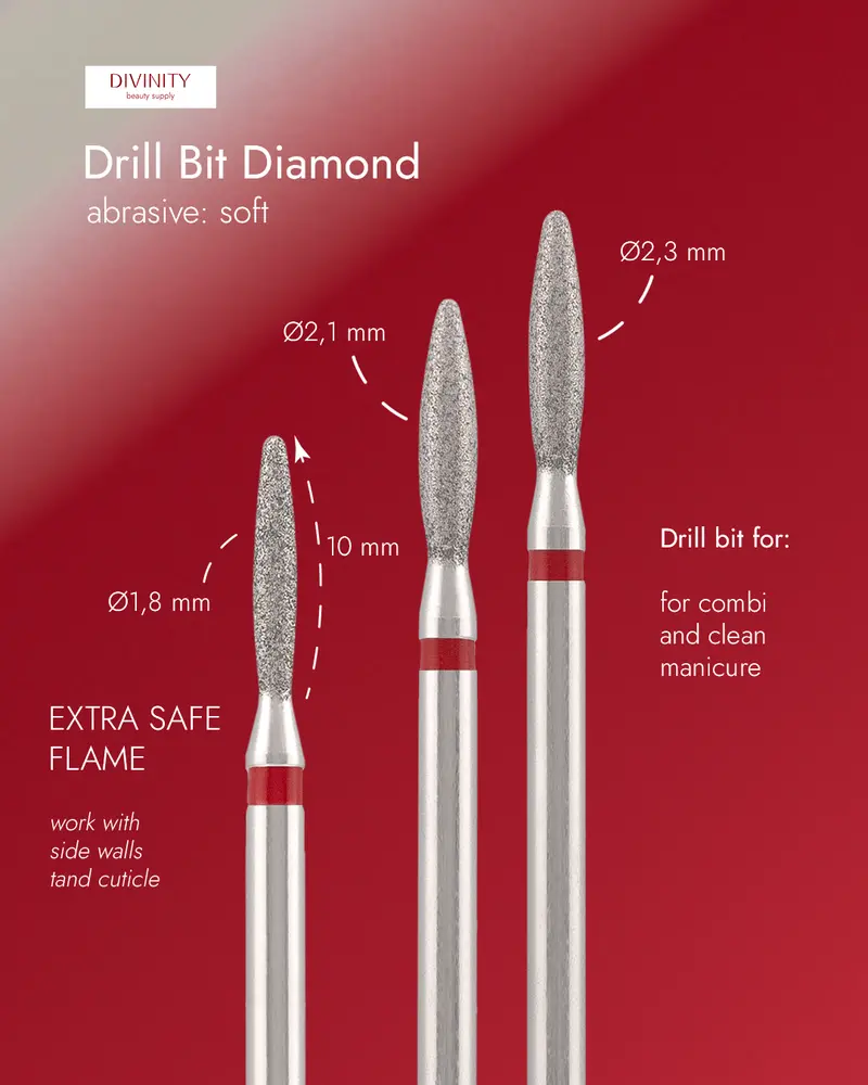 Fresa Diamante Llama Extra Safe Roja 2,1 mm — DIVINITY