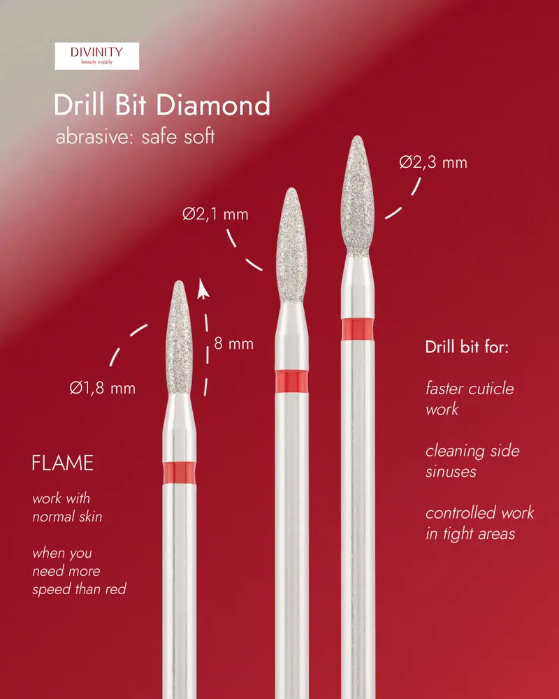 Fresa Diamante Llama Safe Roja 2,1 mm — DIVINITY
