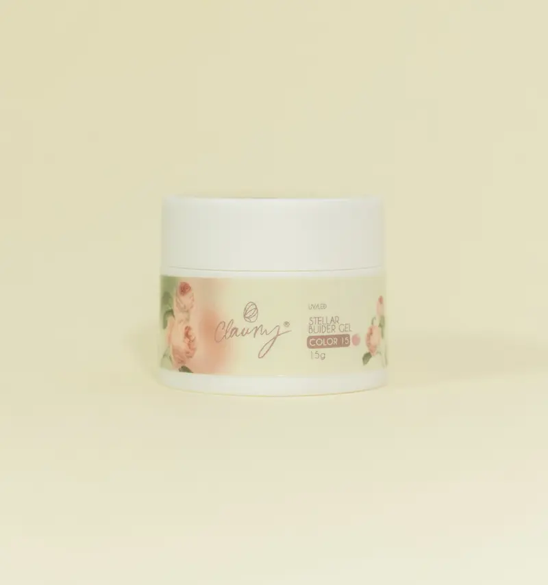🌸 Gel Builder Stellar Claumy Nº 15 – Rosa Vintage con Micro Purpurina