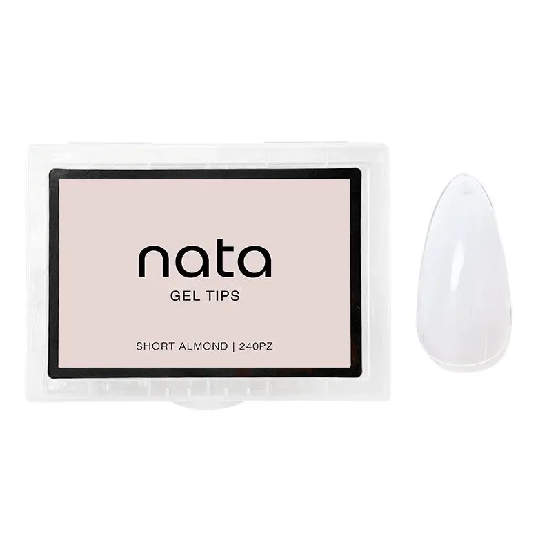 Gel tips nails PRESS ON Nata – forma almendra ( ALMOND SHORT )