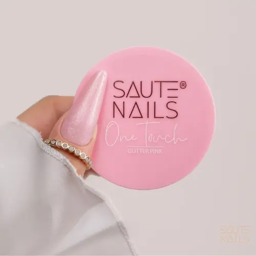 Glitter Pink One Touch Gel Constructor Saute Nails