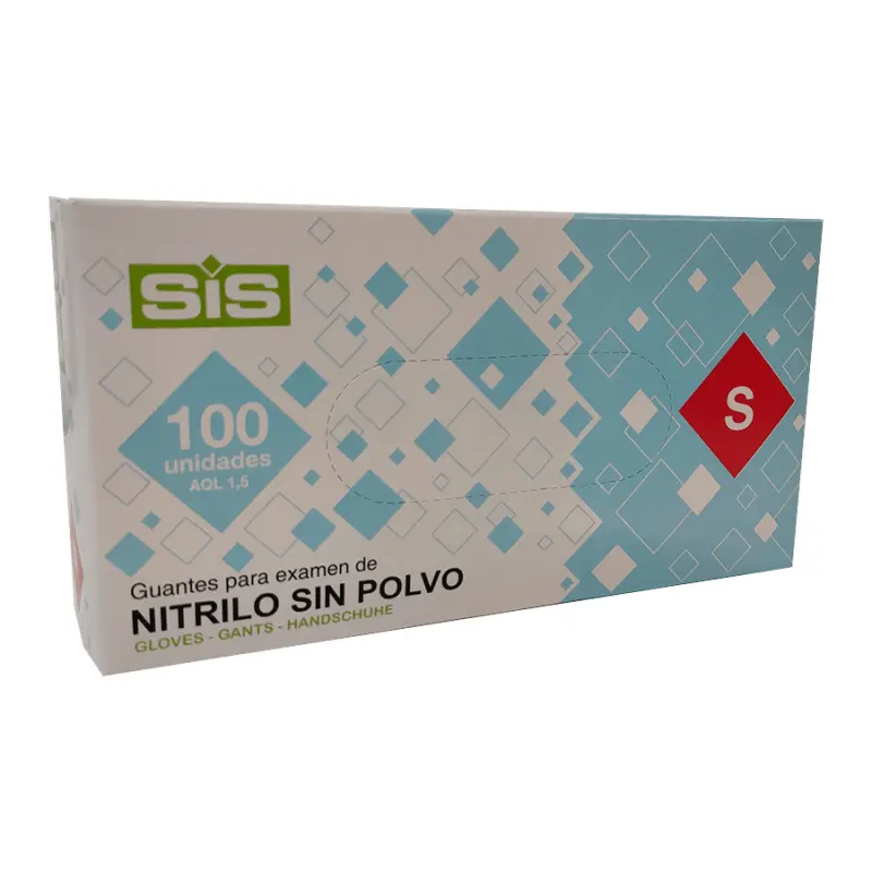 Guantes de nitrilo sin polvo color azul XS