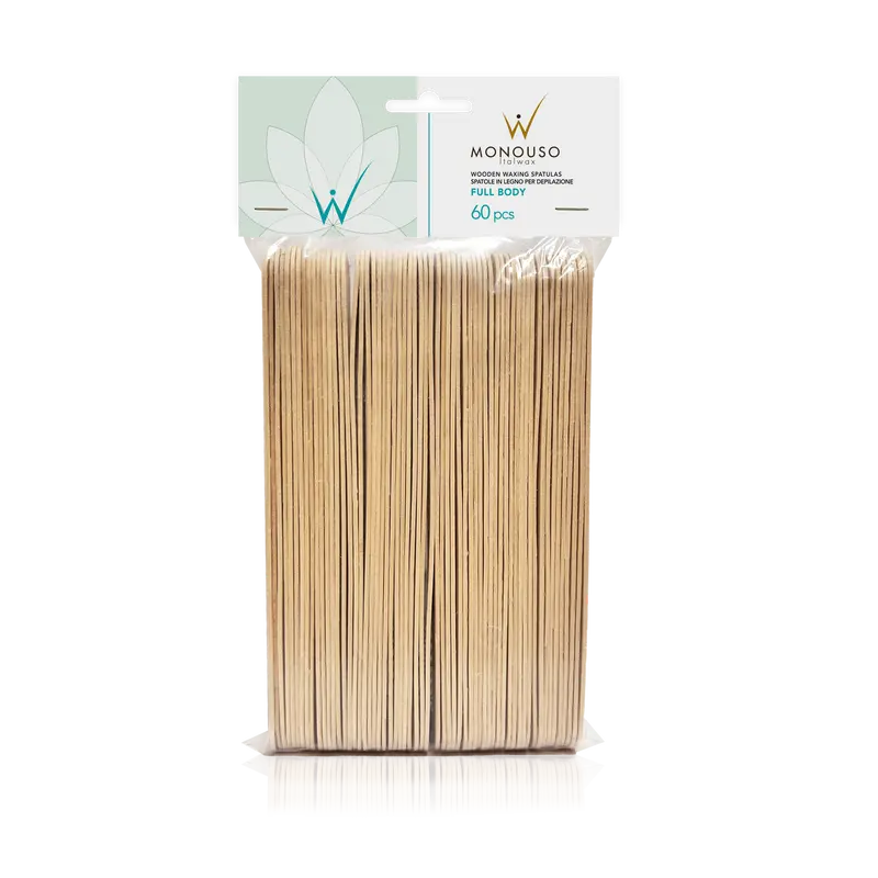 Italwax Wooden Spatulas for Waxing, Full Body, 200x24x1.6 mm, 60 pcs. (D000217)