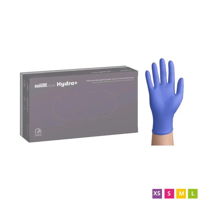 mediCARE Nitrile Hydra+ Disposable Nitrile Gloves, Powder-Free, Blue-Violet, 100 pcs.