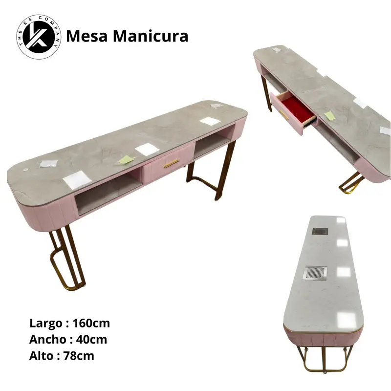 Mesa Manicura Terciopelo Base Dorada(Iva.Incluido)