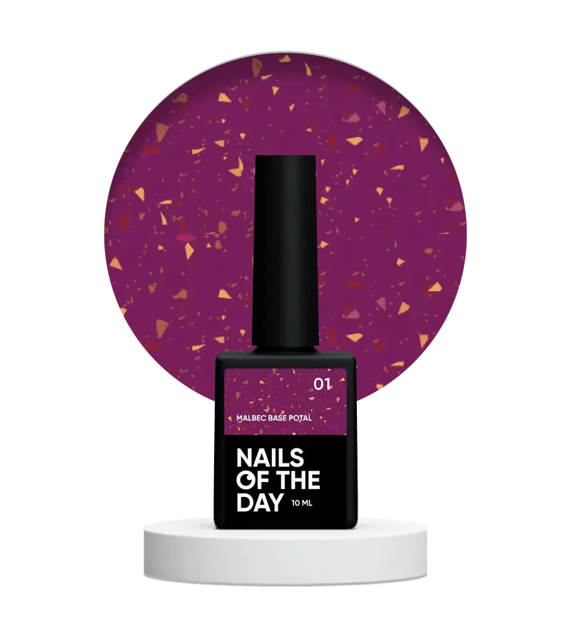 NAILSOFTHEDAY Base 01 Fantástica Base Imitacion Cristal Con Elementos Dorados, 10 ml