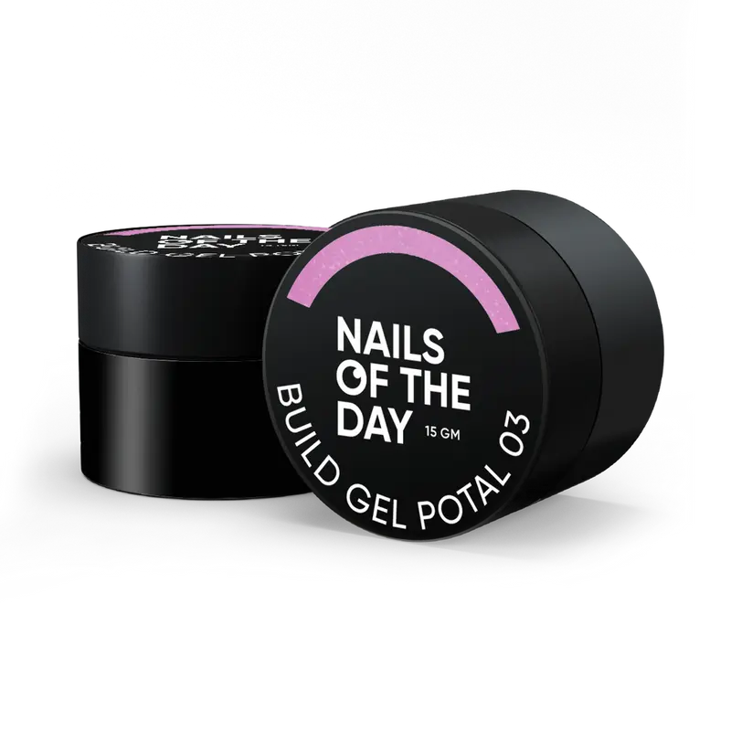 NAILSOFTHEDAY Build gel Potal 03 — gel de construcción rosa con particulas brillantes para uñas, 15 ml