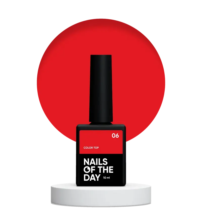 NAILSOFTHEDAY Color Top 06 — clásico rojo intenso sin capa pegajosa, 10 ml.