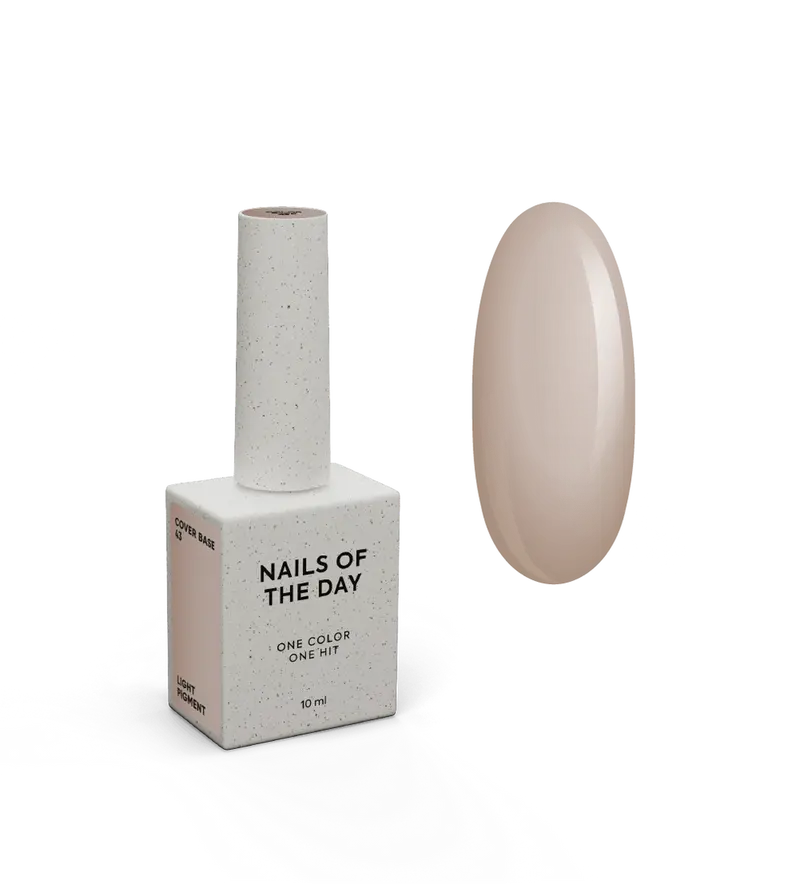 NAILSOFTHEDAY Cover Base 43 Light Pigment – base para uñas beige semitransparente con pigmentación ligera, 10 ml