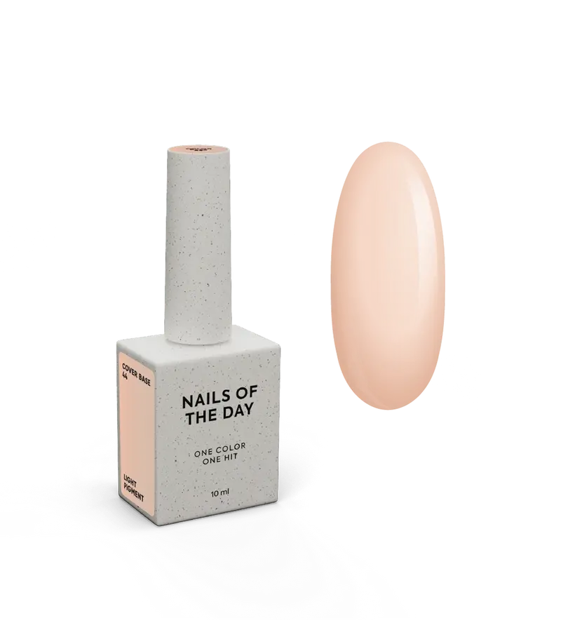 NAILSOFTHEDAY Cover Base 44 Light Pigment – base para uñas color melocotón semitransparente con pigmentación ligera, 10 ml