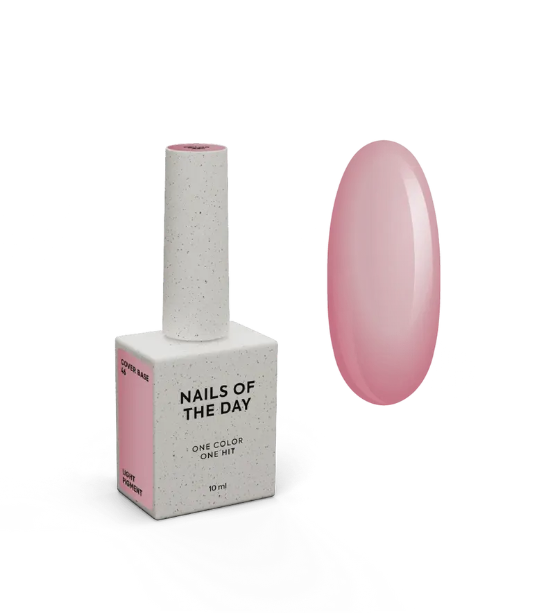 NAILSOFTHEDAY Cover Base 46 Light Pigment – base para uñas rosa empolvado semitransparente con pigmentación ligera, 10 ml