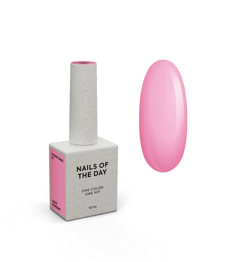 NAILSOFTHEDAY Cover Base 47 Light Pigment – base para uñas rosa intenso semitransparente con pigmentación ligera, 10 m