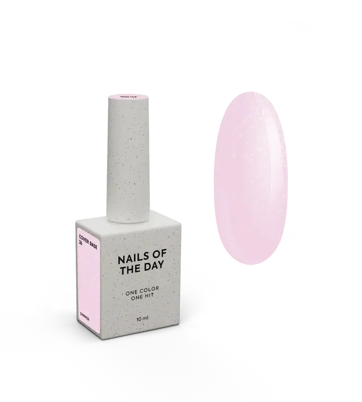 Nailsoftheday Cover base NEW Formula 26 rosa con shimmer plateado 10ml