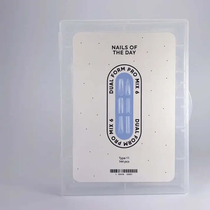 NAILSOFTHEDAY Dual Form Pro Mix 6 (Tipo 11) — set de formas superiores con 6 tipos diferentes, 12 tamaños por tipo, 144un