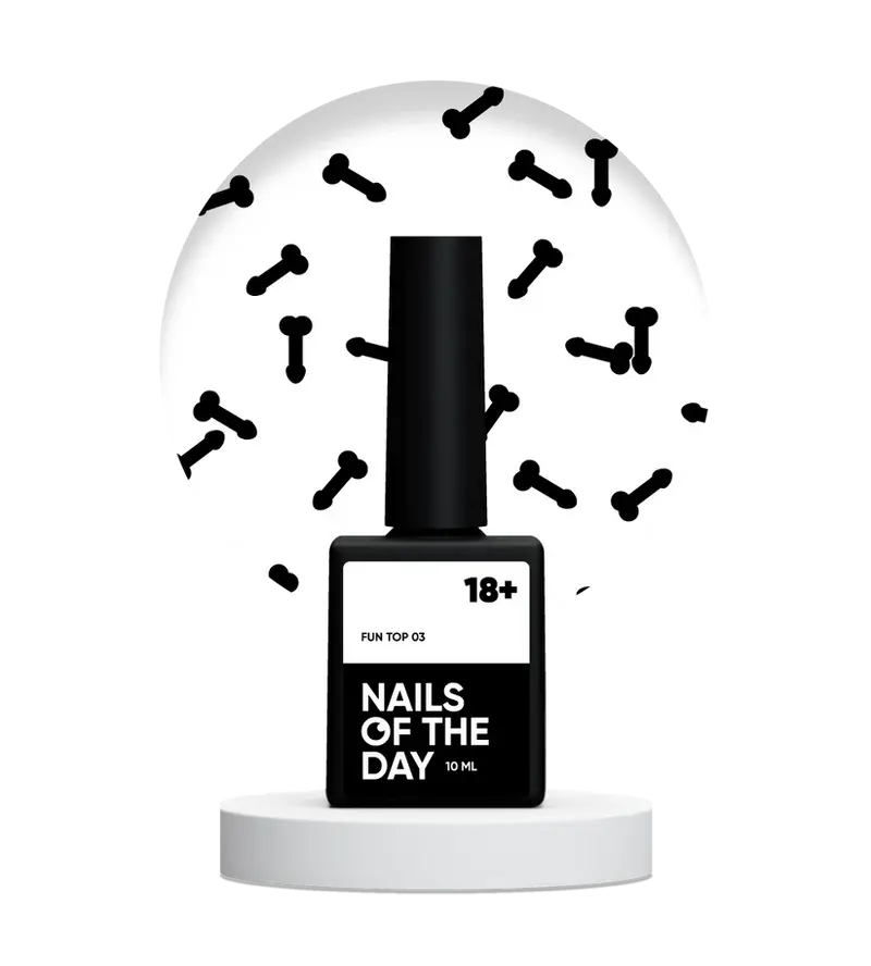 NAILSOFTHEDAY FUN! top 03 — top para uñas con decoración artística negra, sin capa pegajosa, 10 ml