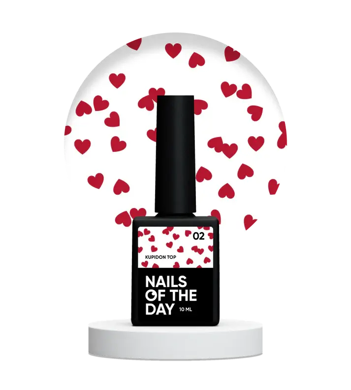 NAILSOFTHEDAY Kupidon top 02 top con corazones burdeos 10 ml