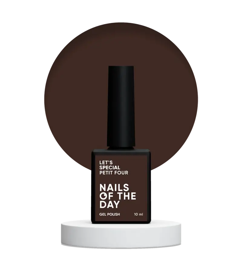 NAILSOFTHEDAY Let’s Special Petit Four — esmalte semipermanente en un tono marrón oscuro profundo, que cubre perfectamente en una sola capa, 10 ml.