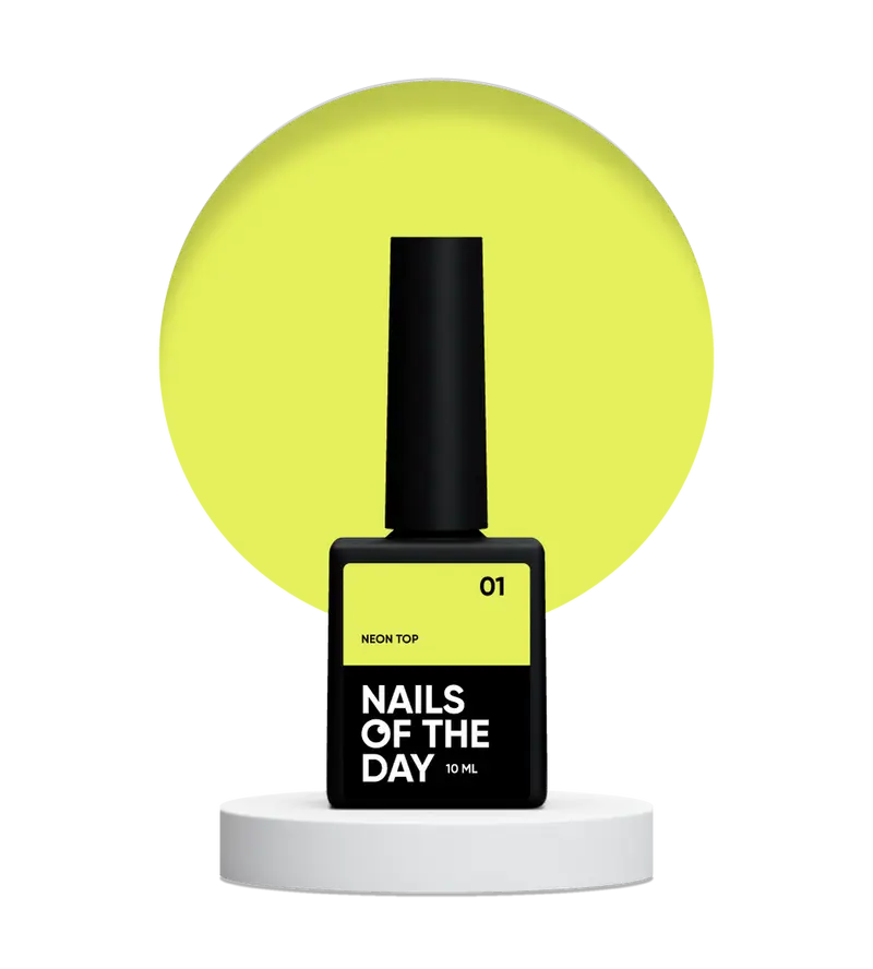NAILSOFTHEDAY Neon top 01 – top amarillo neón sin una capa pegajosa para uñas, 10 ml