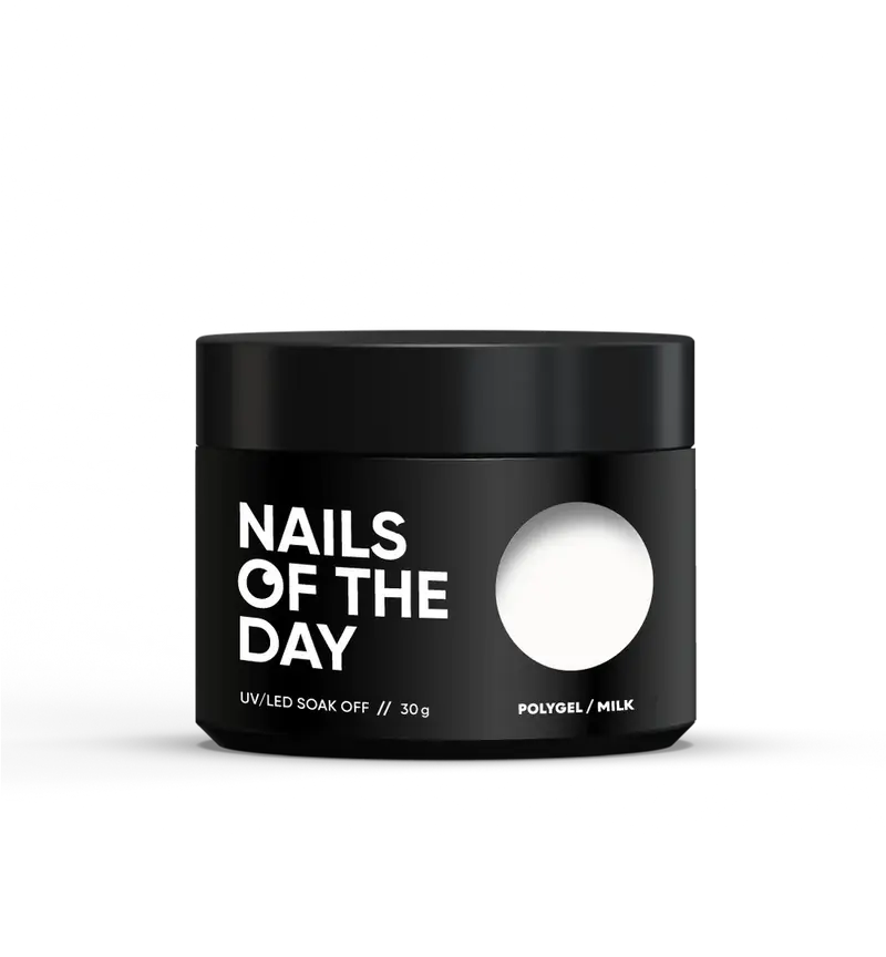 NAILSOFTHEDAY Polygel Milk — Polígel semitransparente en tono lechoso, 30 g