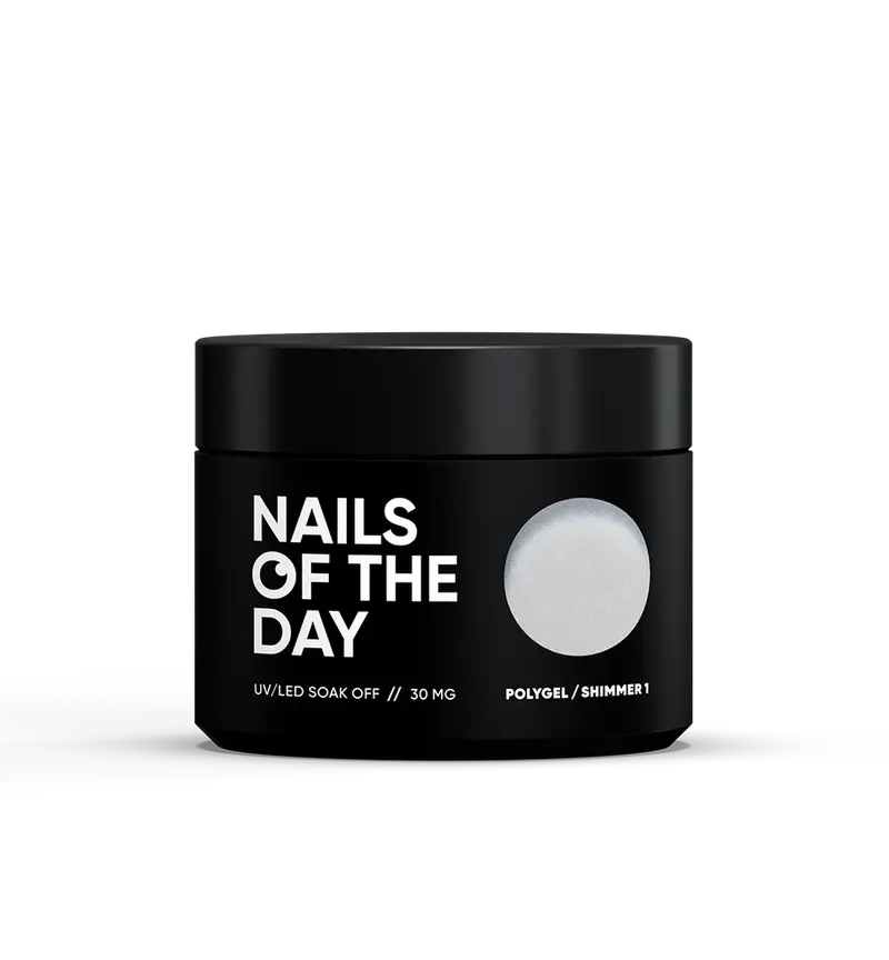 NAILSOFTHEDAY Polygel shimmer 01 — Polygel de grano fino color blanco con brillo , 30 g