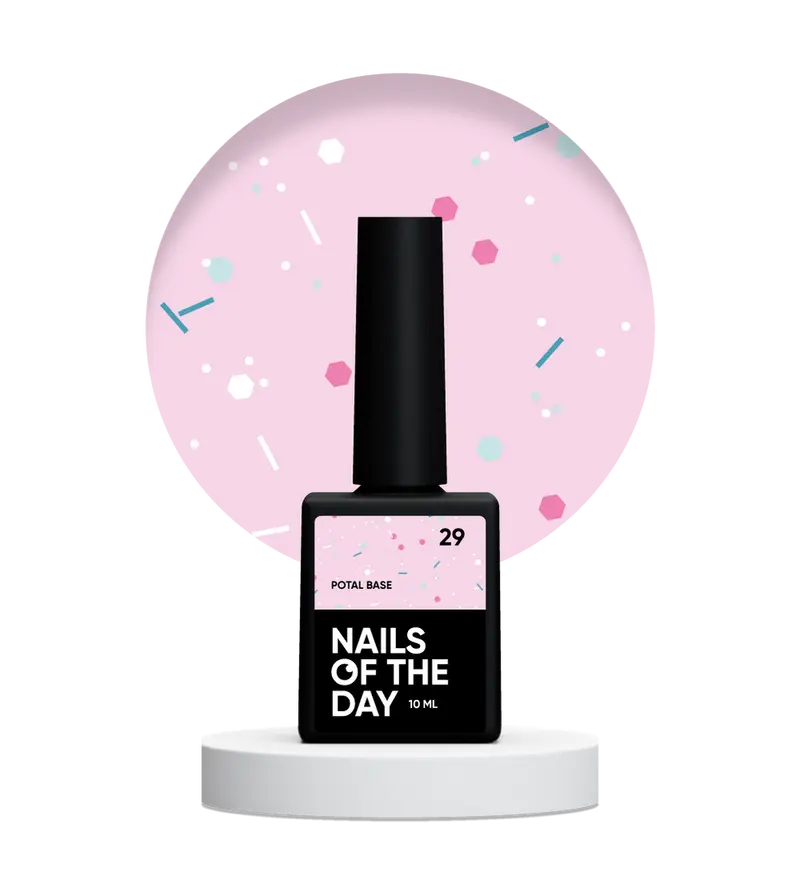 NAILSOFTHEDAY Potal base 29 – base rosa lechosa con destellos neón, 10 ml