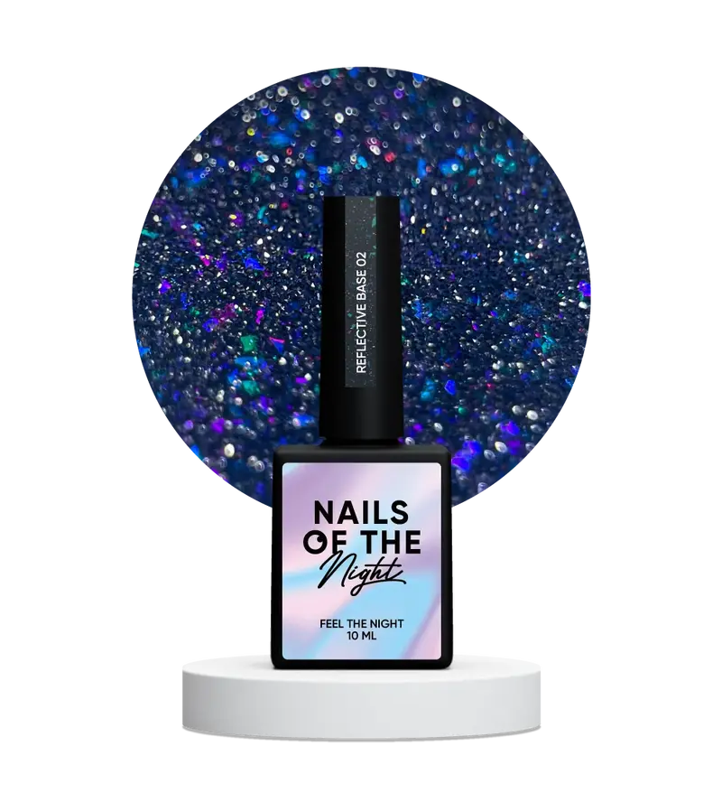 NAILSOFTHENIGHT 02 base reflectante de camuflaje con brillo (destellos azules y celestes) 10 ml